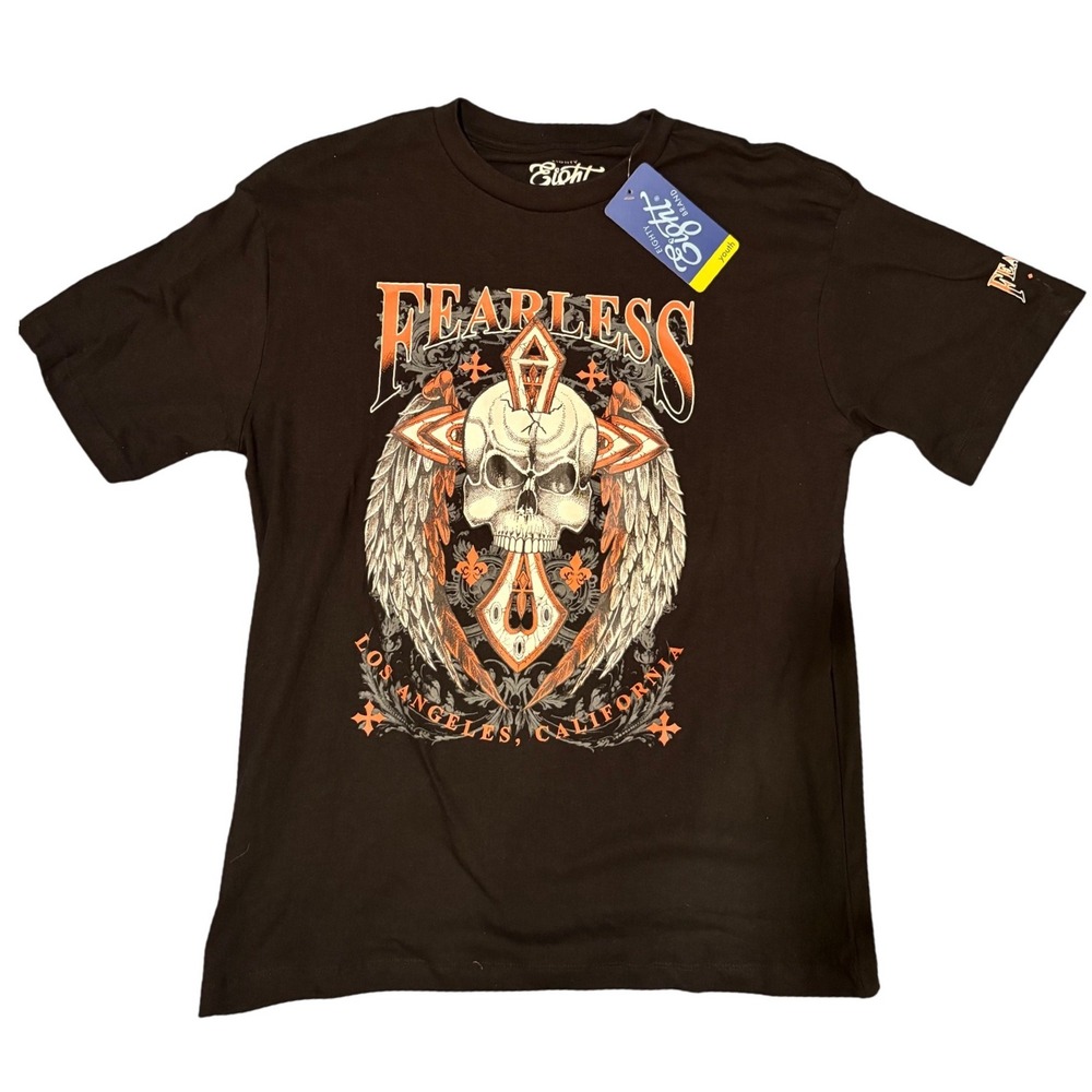 Eighty Eight Brand Youth 16 Fearless Skull Graphic T-Shirt Black Los Angeles Tee